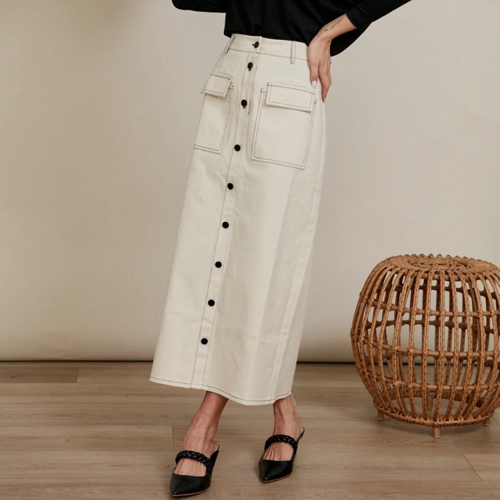 NWOT STORY Cargo Pockets Maxi Pencil Skirt sz M